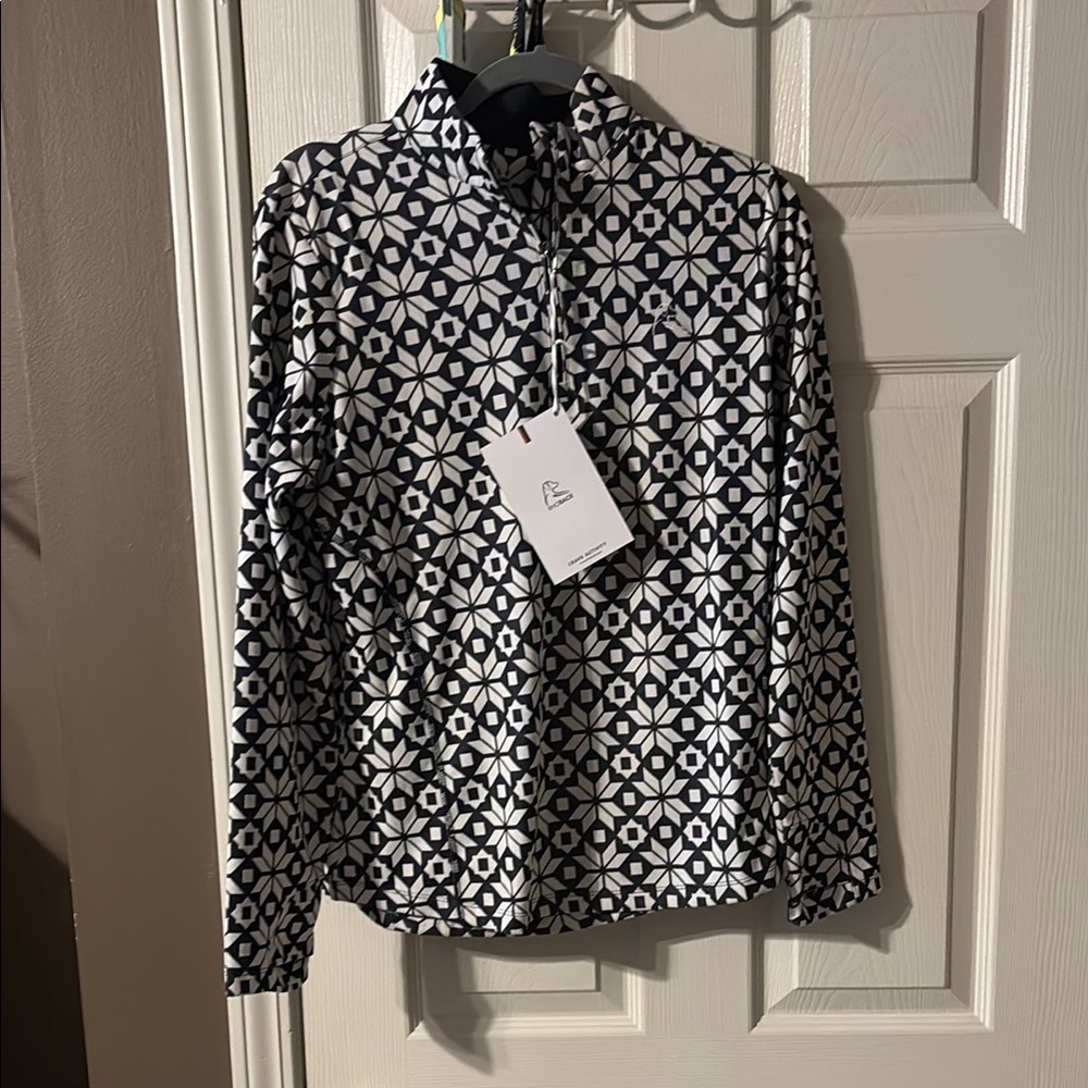 Navy and White Rhoback Quarter zip NEW WITH TAGS